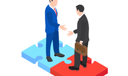 2 persons doing handshakes illustration